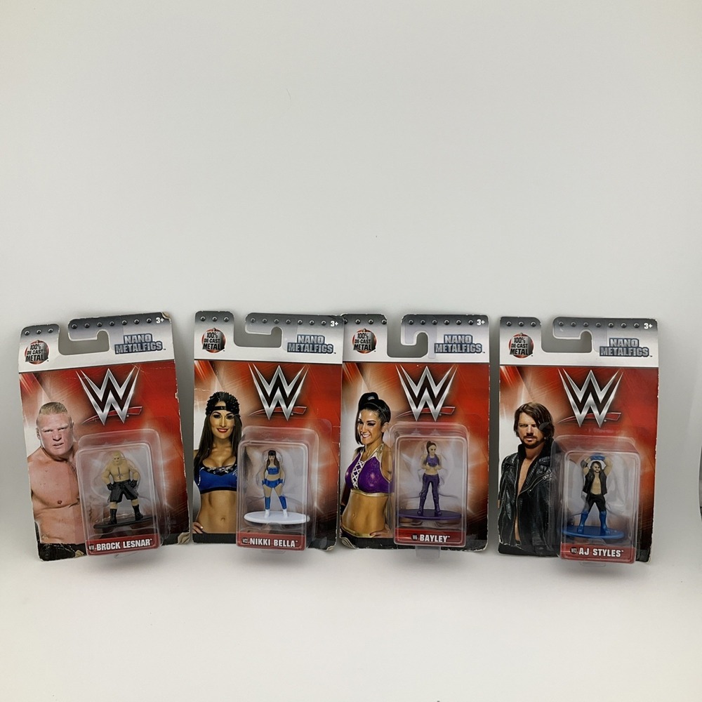 WWE NANO METALFIGS LOT 2017 Nikki Bella, Bayley, AJ Styles & Brock Lesnar